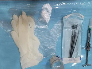 Sterilized anaesthesia tray set up at Bright Smile Dental Clinic, ensuring gentle and painless dental procedures with XCare hygiene standards